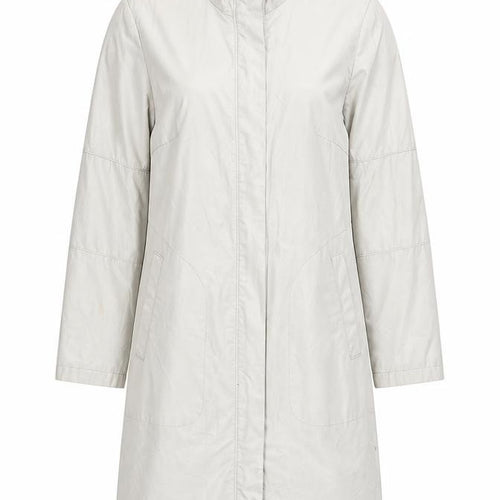 Nuage Women Ivory Long Rain Coat Size 12 Cotton Blend Water Resistant