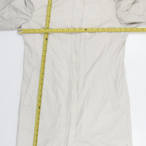 Nuage Women Ivory Long Rain Coat Size 12 Cotton Blend Water Resistant