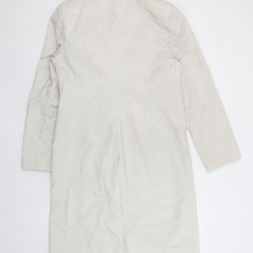 Nuage Women Ivory Long Rain Coat Size 12 Cotton Blend Water Resistant