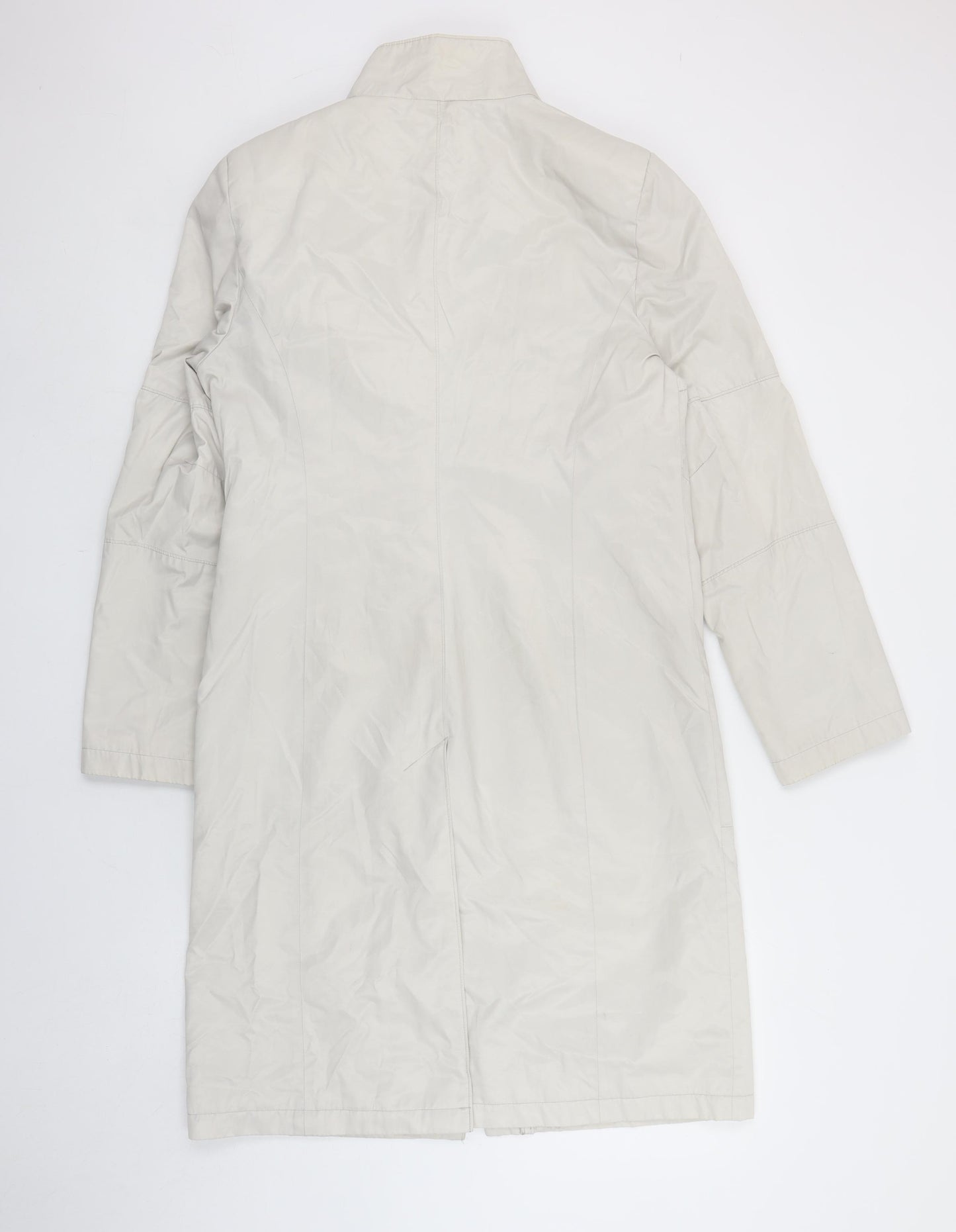 Nuage Women Ivory Long Rain Coat Size 12 Cotton Blend Water Resistant