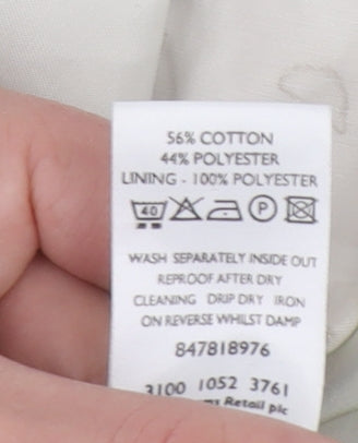 Nuage Women Ivory Long Rain Coat Size 12 Cotton Blend Water Resistant