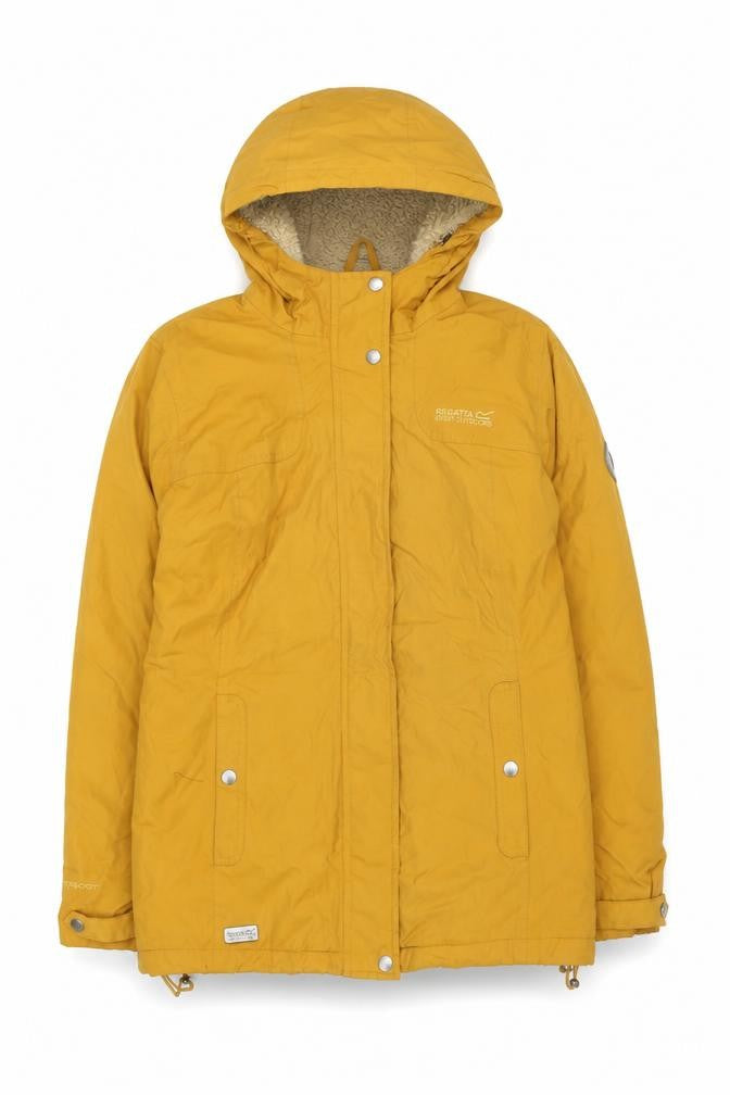 Regatta Women Yellow Hooded Waterproof Parka Jacket Size 12