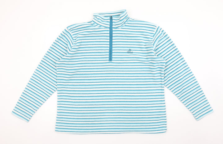 Craghoppers Women Blue Striped Fleece 1/2 Zip Pullover UK 20