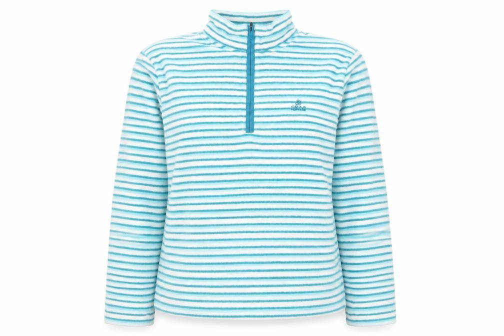 Craghoppers Women Blue Striped Fleece 1/2 Zip Pullover UK 20