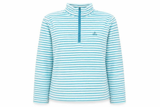 Front view of Craghoppers Women Blue Striped Fleece 1/2 Zip Pullover UK 20