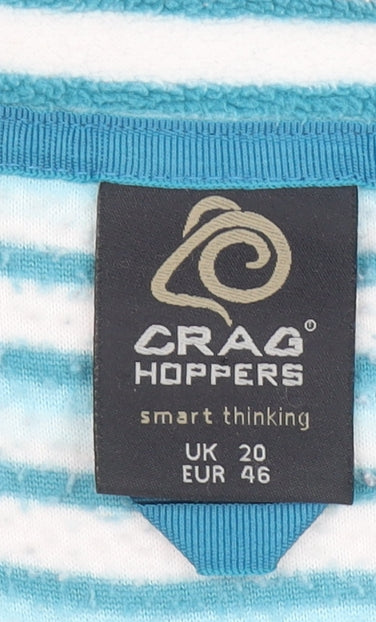 Craghoppers Women Blue Striped Fleece 1/2 Zip Pullover UK 20