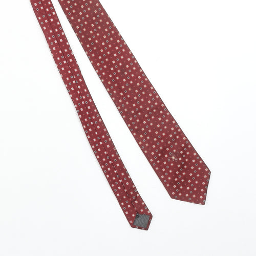 J. Ploenes Men's Red Geometric 100% Silk Tie – Elegant Patterned Accessory