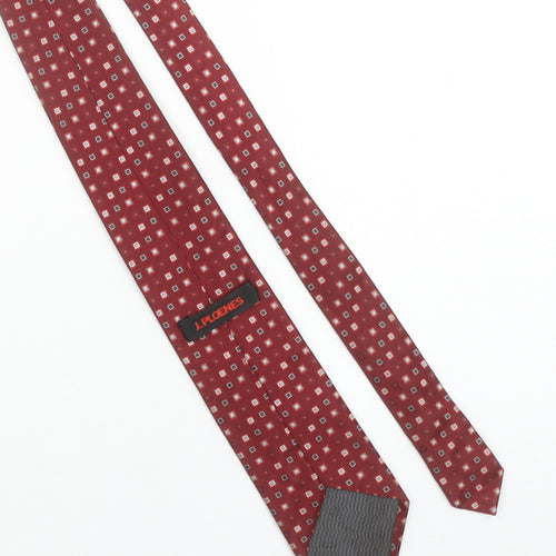 J. Ploenes Men's Red Geometric 100% Silk Tie – Elegant Patterned Accessory