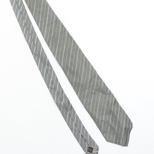 Corneliani Men Grey Striped Silk Designer Tie One Size