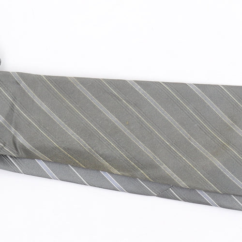 Corneliani Men Grey Striped Silk Designer Tie One Size