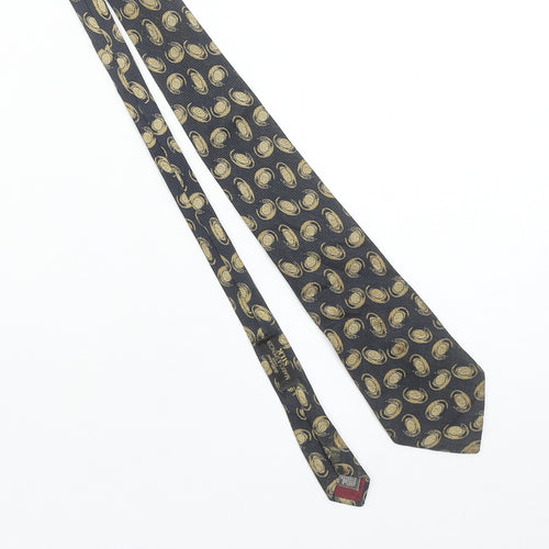 Marks and Spencer St Michael Men's Navy Gold Silk Paisley Tie