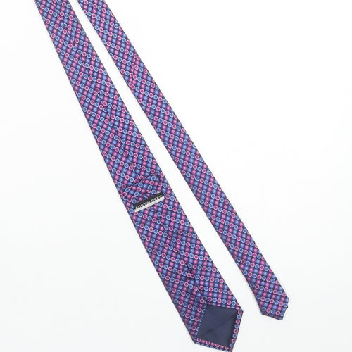 Austin Reed Men's Blue Geometric Slim Silk Tie 100% Silk