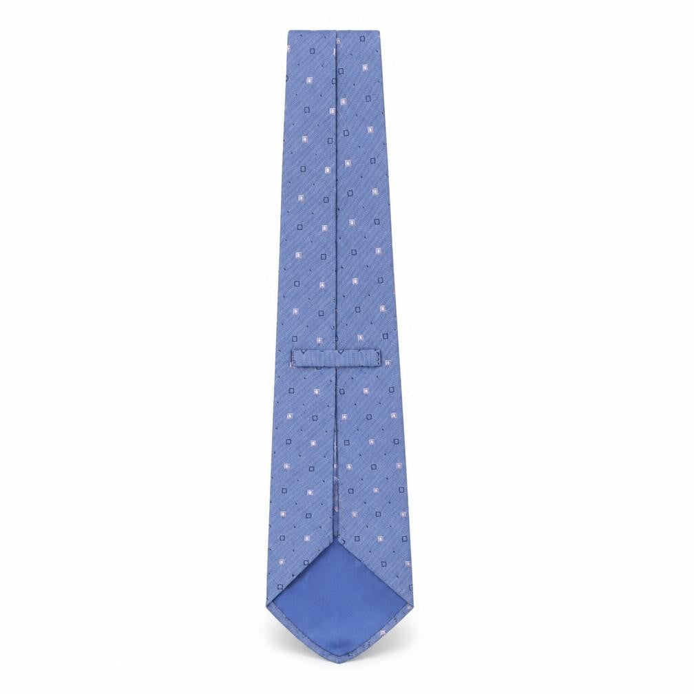 Front view of Marks & Spencer Men’s Blue Italian Fine Silk Patterned Tie