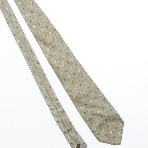 Jaeger Men's Beige Geometric Pattern 100% Silk Tie Made in Italy