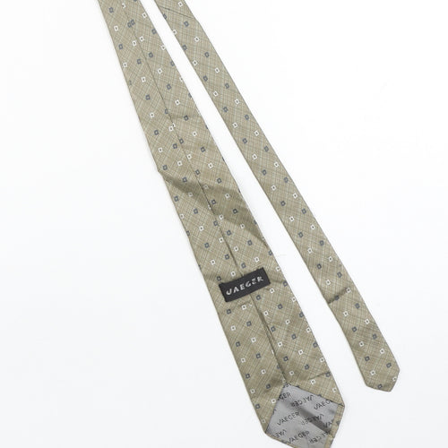 Jaeger Men's Beige Geometric Pattern 100% Silk Tie Made in Italy