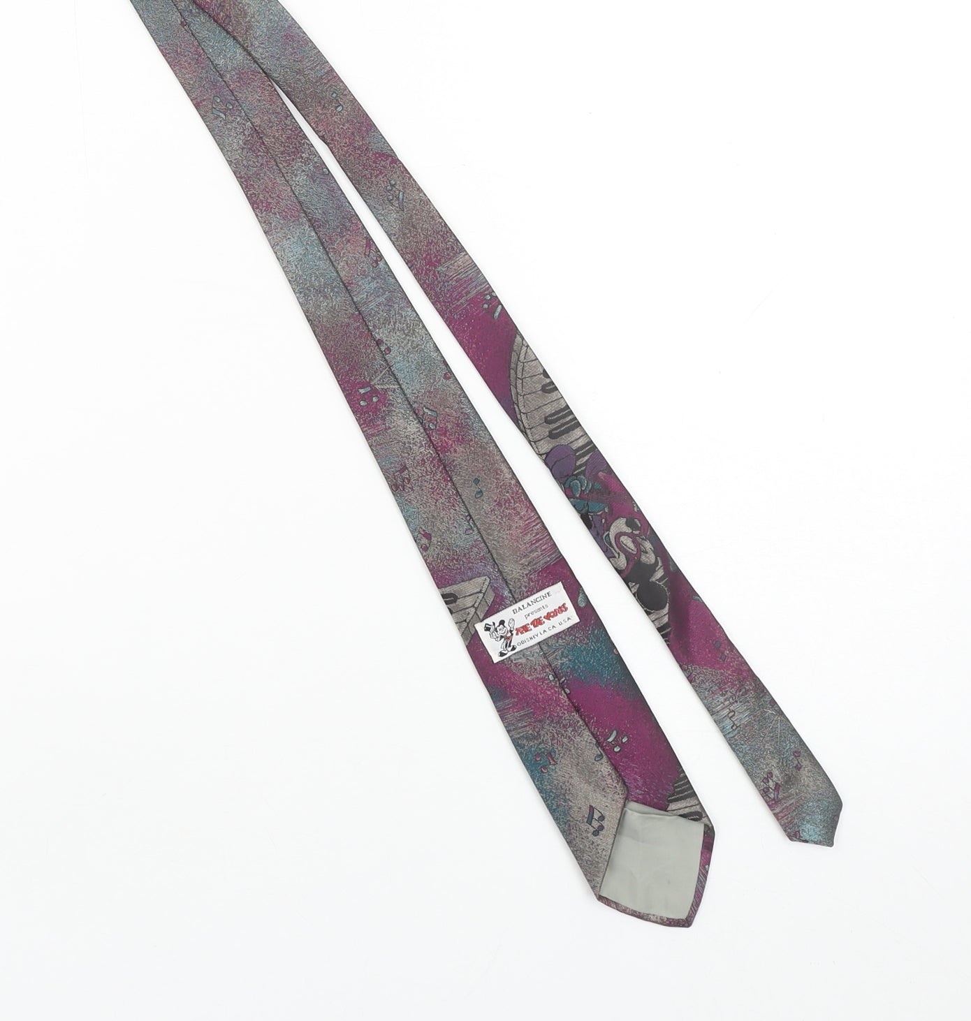 Balancine Men’s Purple Disney Mickey Mouse Music Tie Polyester Vintage