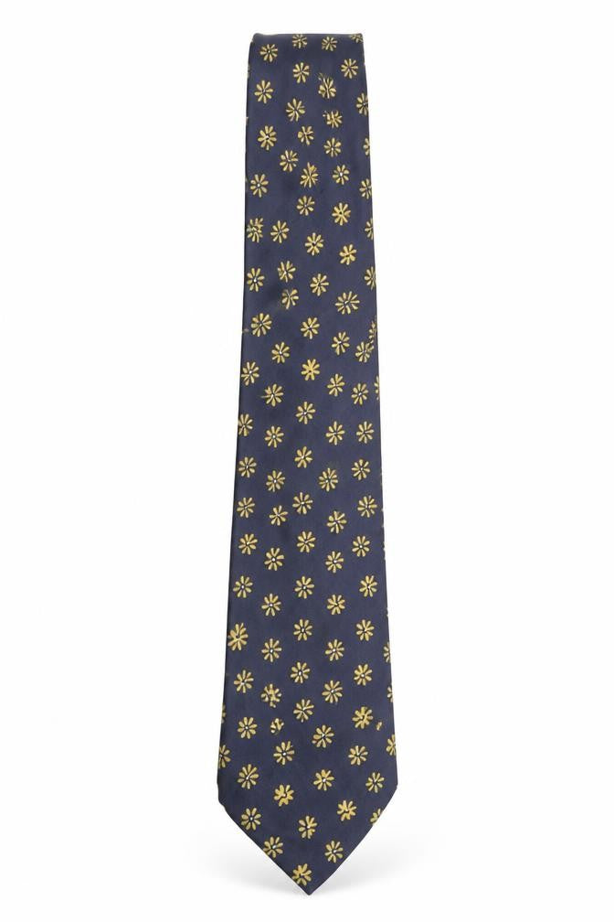 Front view of ITEMS Men's Blue Pure Silk Floral Tie
