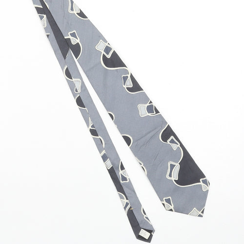 Oscar de la Renta Mens Grey Silk Designer Tie Couture Collection