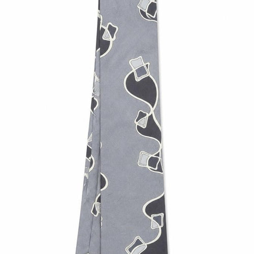 Oscar de la Renta Mens Grey Silk Designer Tie Couture Collection