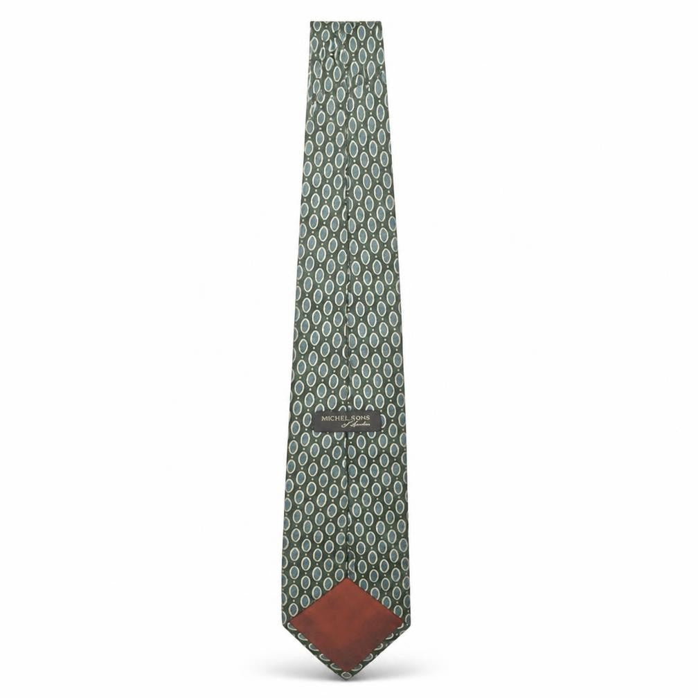 Michelsons of London Men's Green Blue Geometric Polyester Tie