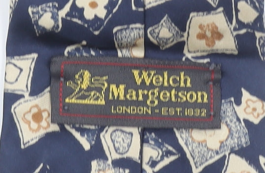 Welch Margetson Men's Blue Geometric Silk Vintage Tie