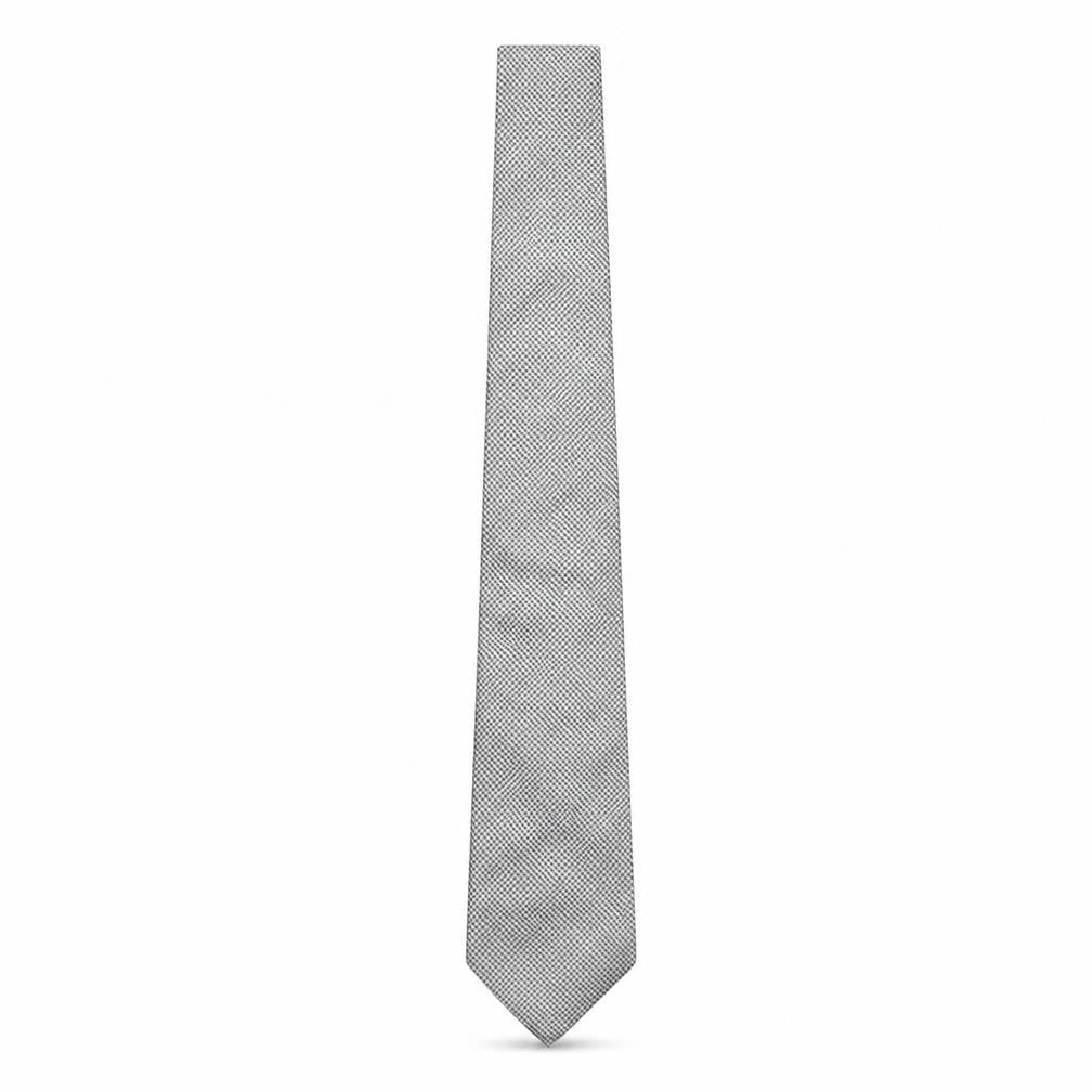 Front view of Moss Bros Men's Black Houndstooth All Silk Woven Tie One Size