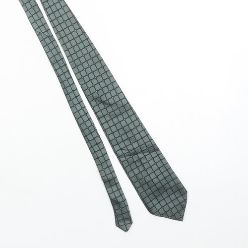 Debenham & Freebody Men's Green Geometric 100% Silk Pointed Tie