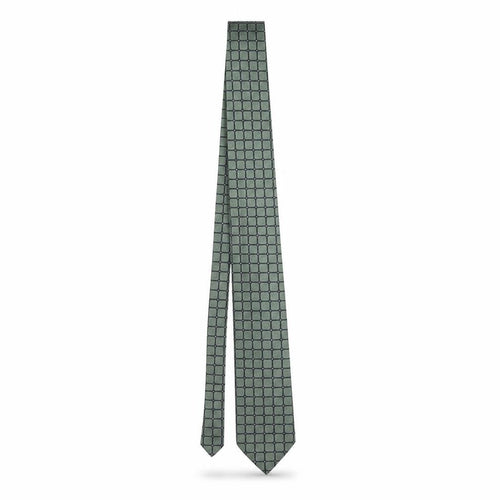 Debenham & Freebody Men's Green Geometric 100% Silk Pointed Tie