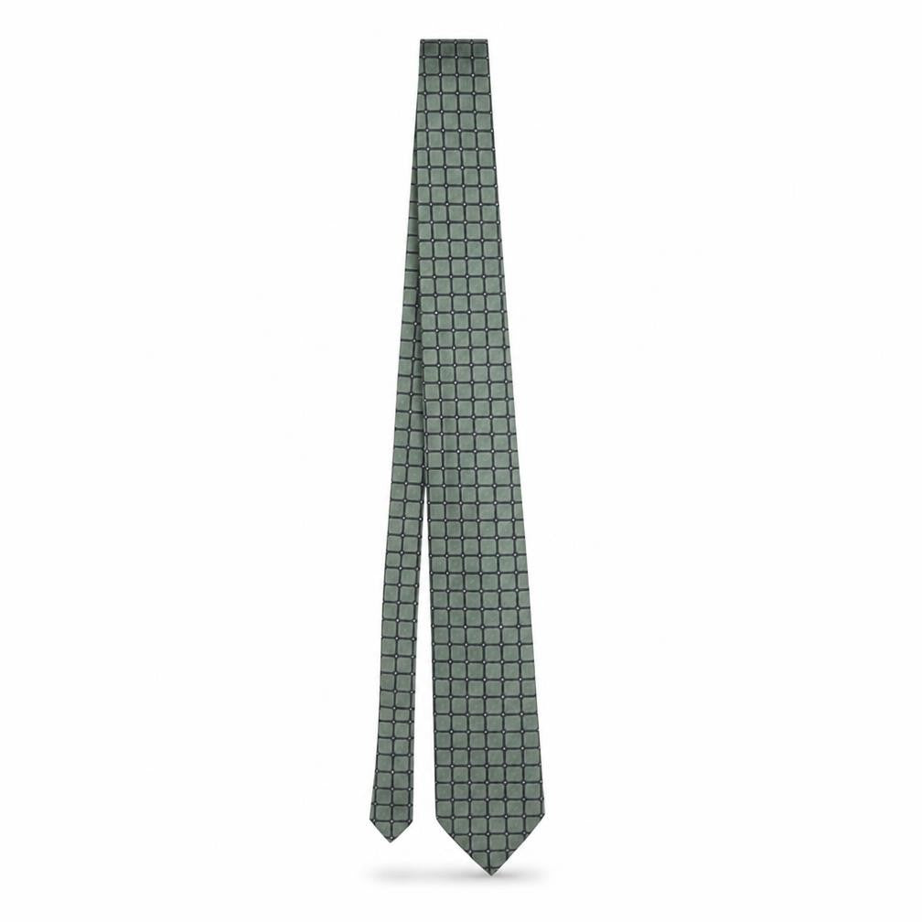 Debenham & Freebody Men's Green Geometric 100% Silk Pointed Tie