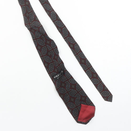 Jaeger Men's Red Geometric Slim Silk Tie Made in Italy