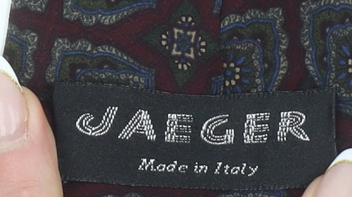 Jaeger Men's Red Geometric Slim Silk Tie Made in Italy