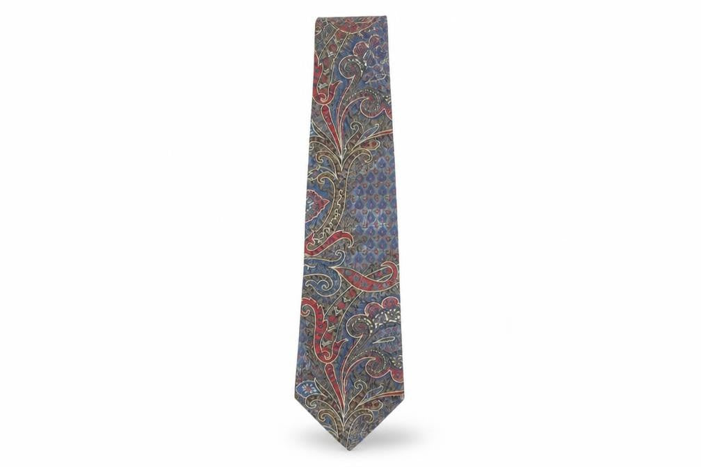 Front view of Jose Piscador Men's Blue Paisley Silk Tie