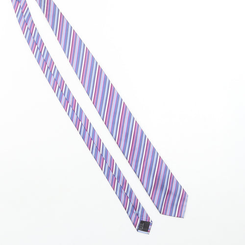 British Tailor Men's Purple Striped Silk Designer Tie One Size
