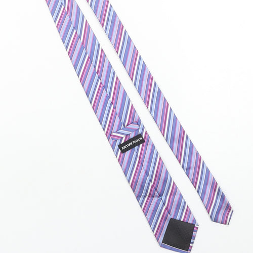 British Tailor Men's Purple Striped Silk Designer Tie One Size