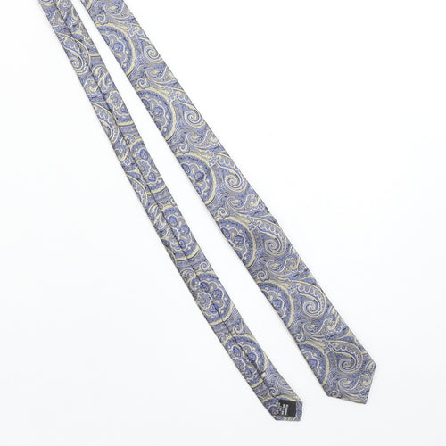 Moss London Men's Blue Paisley 100% Silk Slim Tie