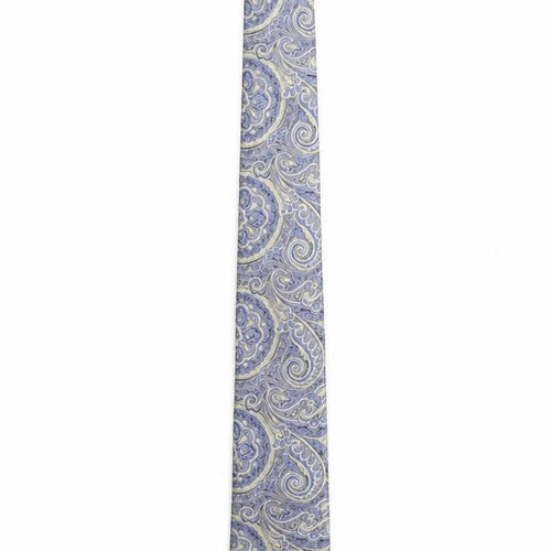 Moss London Men's Blue Paisley 100% Silk Slim Tie