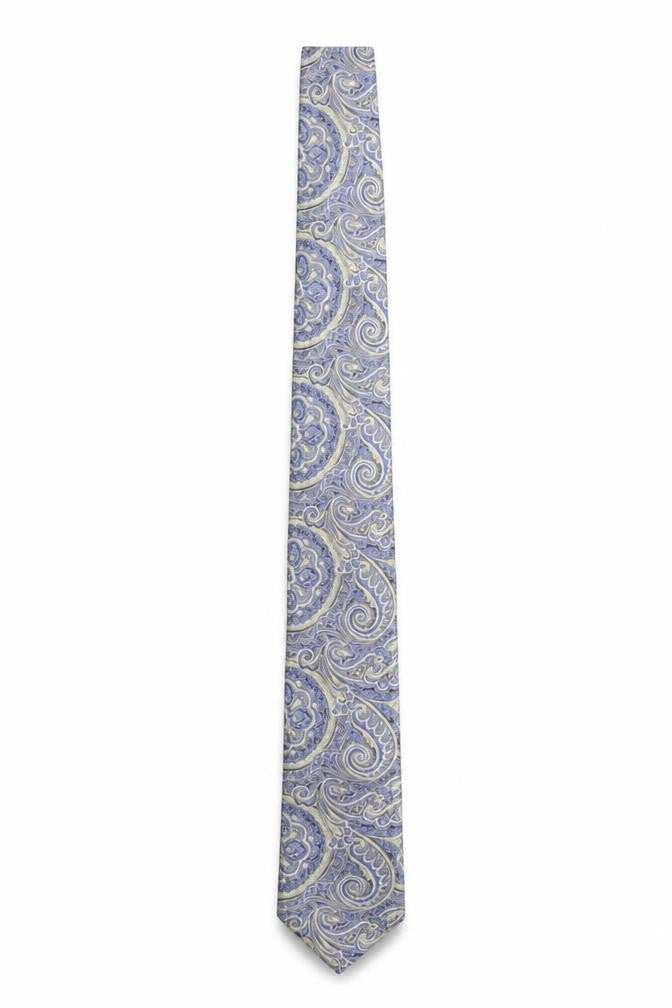 Moss London Men's Blue Paisley 100% Silk Slim Tie
