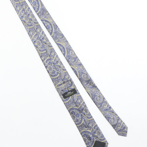Moss London Men's Blue Paisley 100% Silk Slim Tie