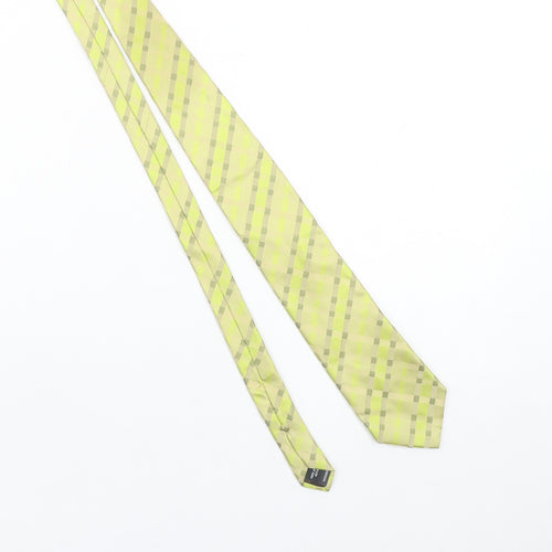 A39 Savile Row Men's Beige Silk Checked Tie - One Size