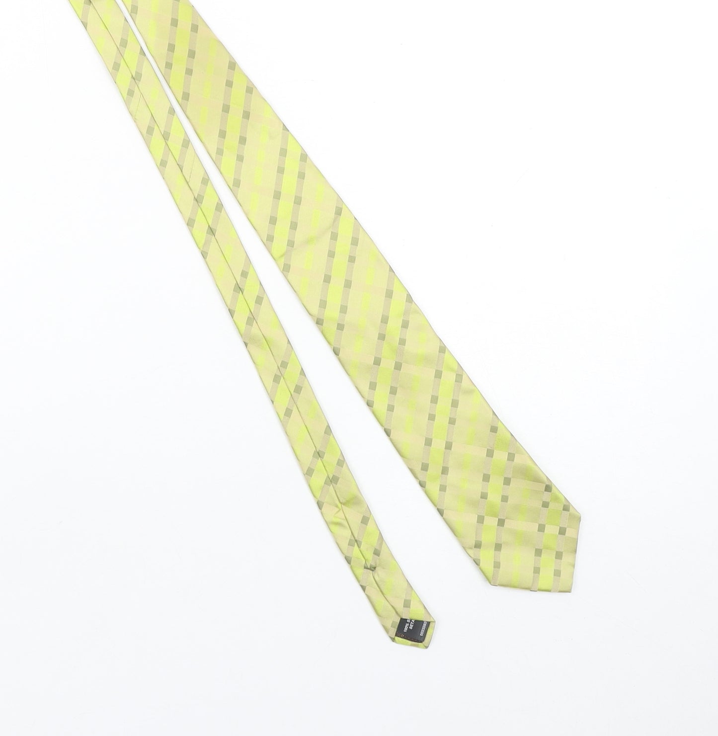 A39 Savile Row Men's Beige Silk Checked Tie - One Size