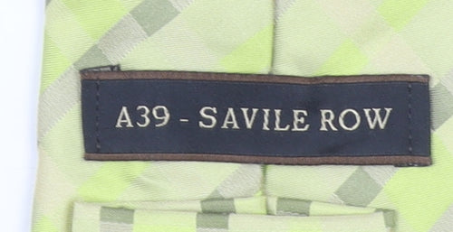 A39 Savile Row Men's Beige Silk Checked Tie - One Size