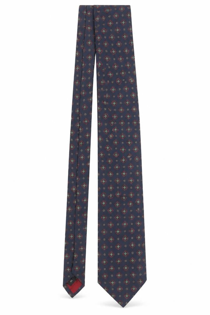 Front view of Pierre Cardin Men's Blue Geometric Silk Designer Tie