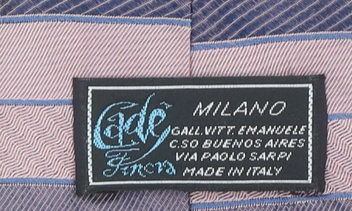Edo Firenze Men Pink Blue Striped Silk Designer Tie