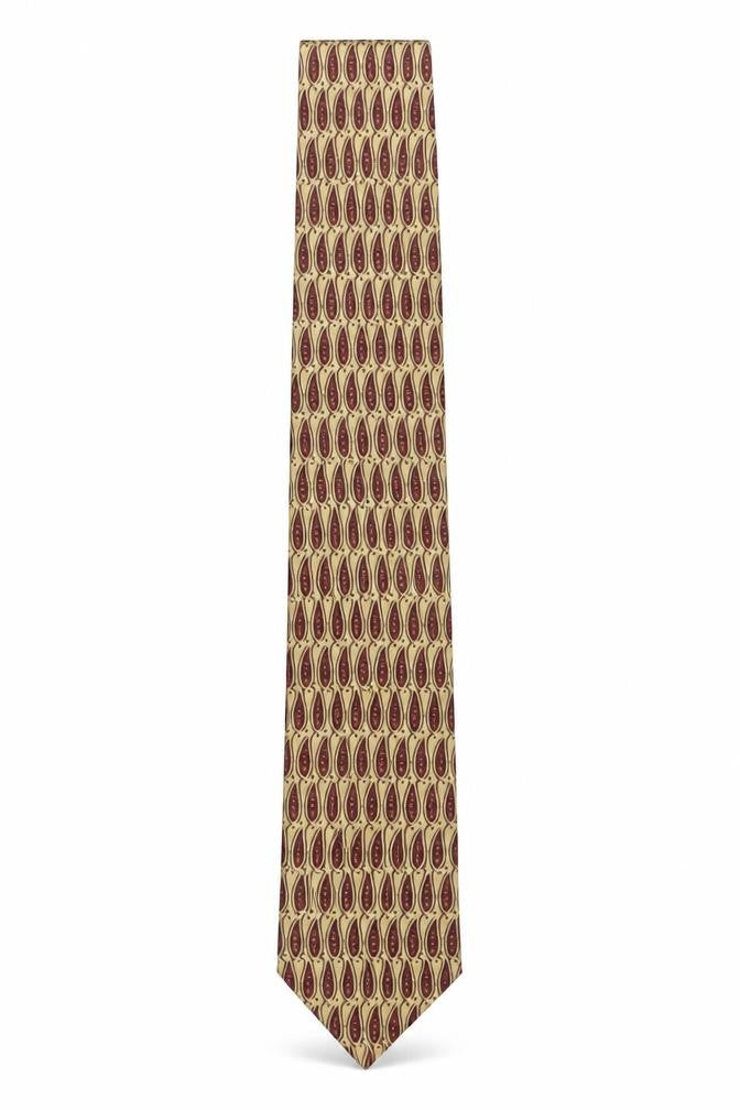 Front view of Marks & Spencer Men's Beige Paisley Silk Pointed Tie