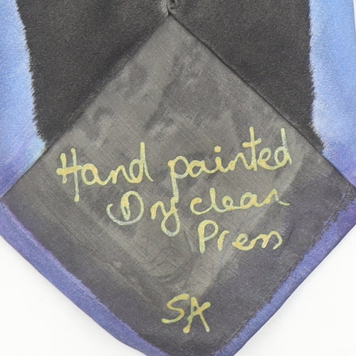 The Ties The Limit Men's Blue Hand Painted Silk Tie Abstract Retro Art One Size
