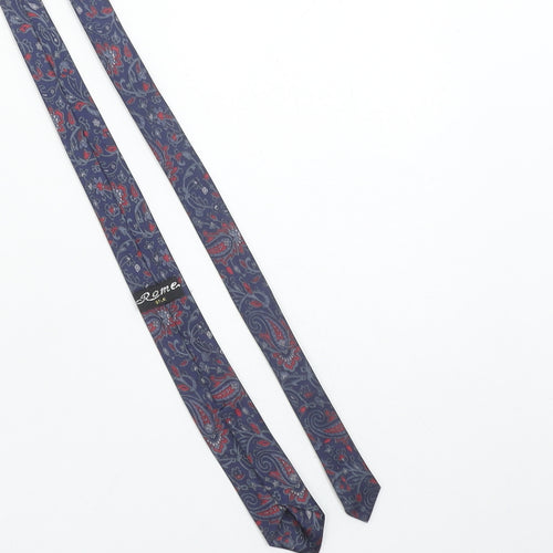 Rome Silk Paisley Blue Red Slim Tie for Men