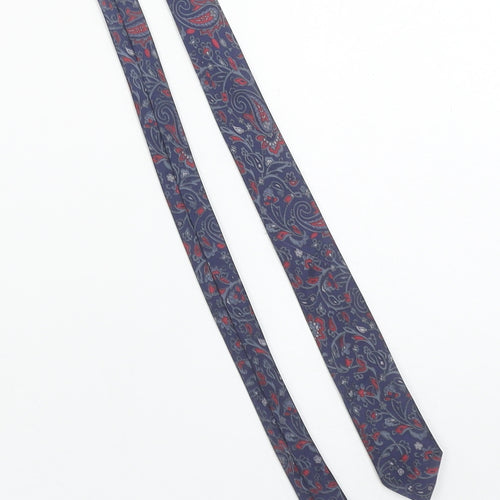 Rome Silk Paisley Blue Red Slim Tie for Men