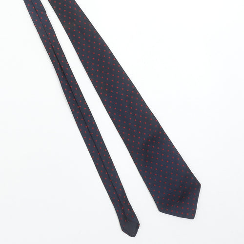 Enrico Rossini Men's Blue Red Polka Dot Slim Tie Polyester