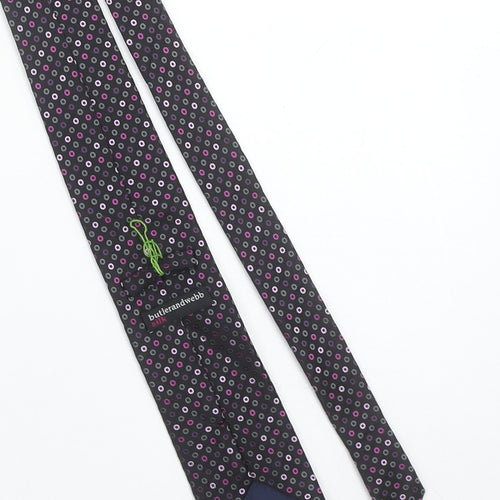Butler and Webb Men's Black Silk Polka Dot Slim Tie