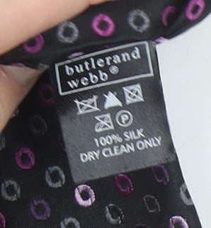 Butler and Webb Men's Black Silk Polka Dot Slim Tie